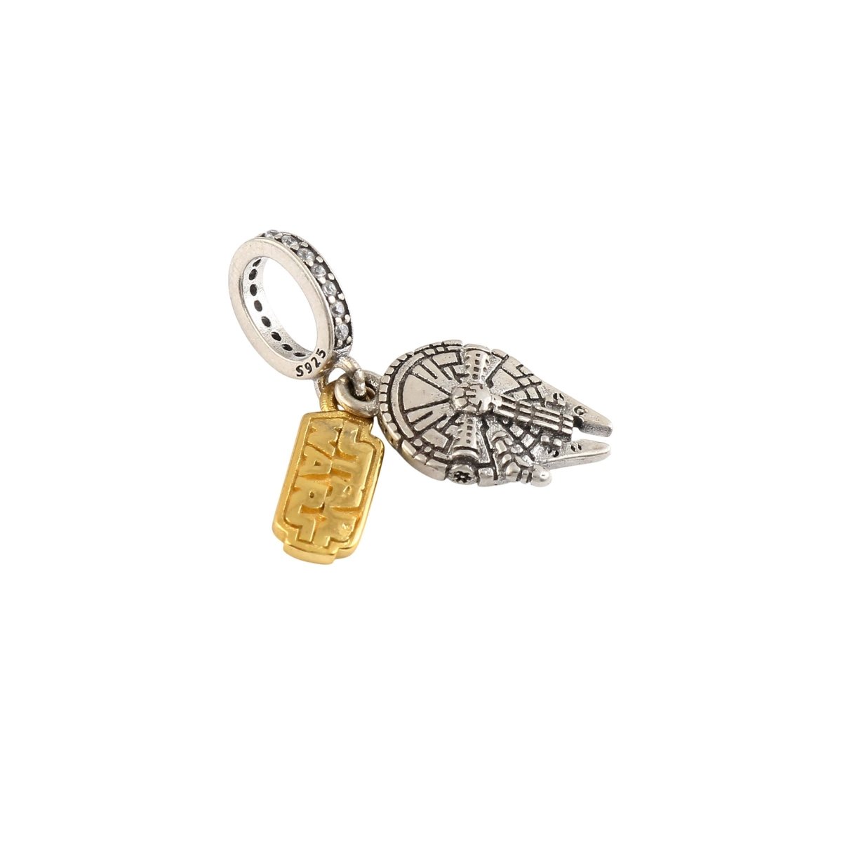 Millennium Falcon Spaceship Charm in 925 Sterling Silver with Gold Accent - Zirak Silver