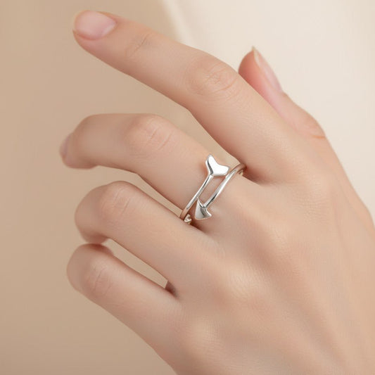 Minimal Arrow Sterling Silver Ring – Lightweight Open Band - Zirak Silver