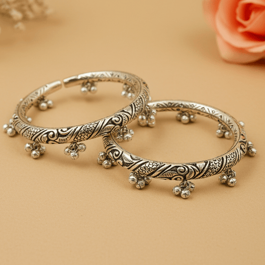 Morbel Ghungroo Kada Payal Pair - Zirak Silver
