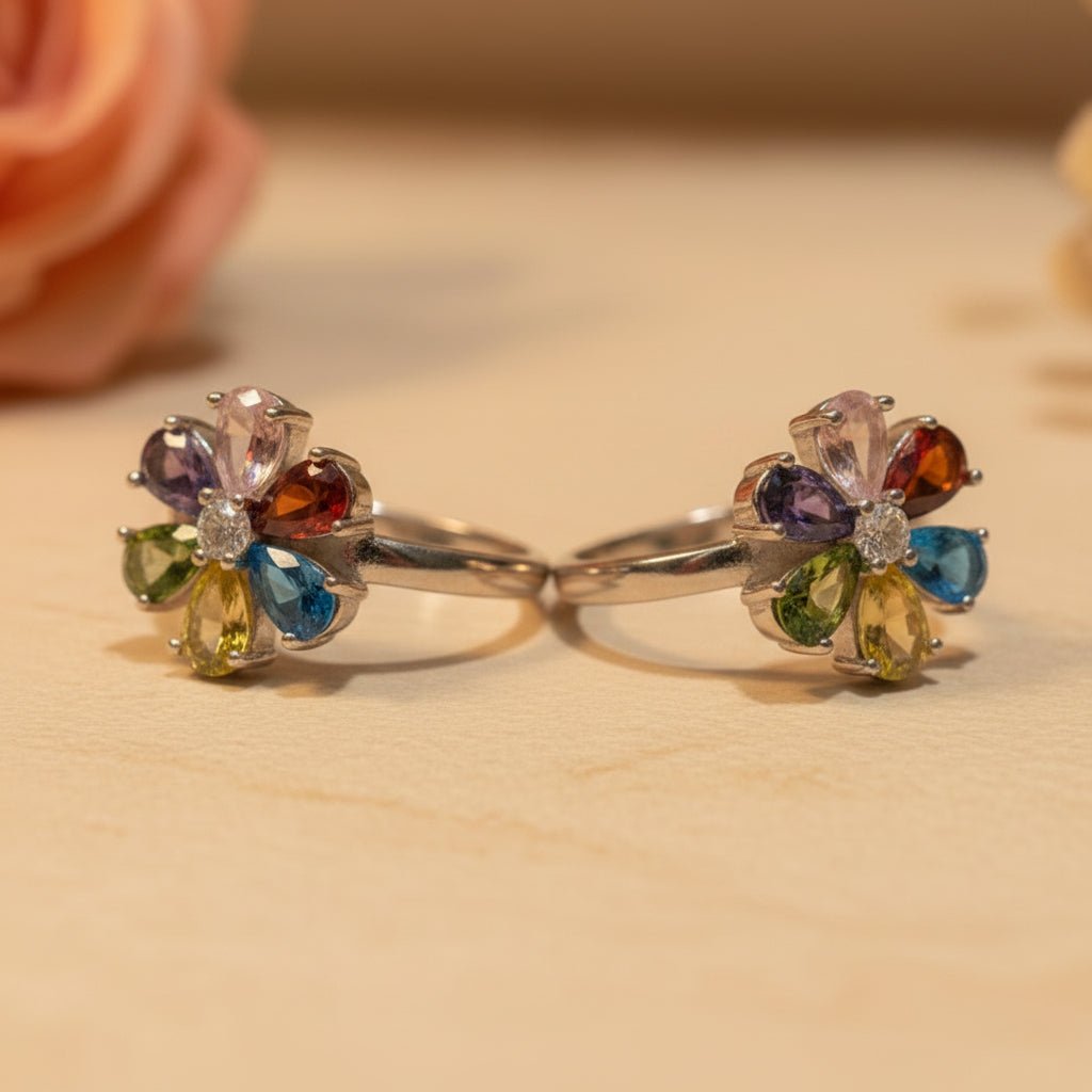 Navrang Pushp Toe Ring - Zirak Silver