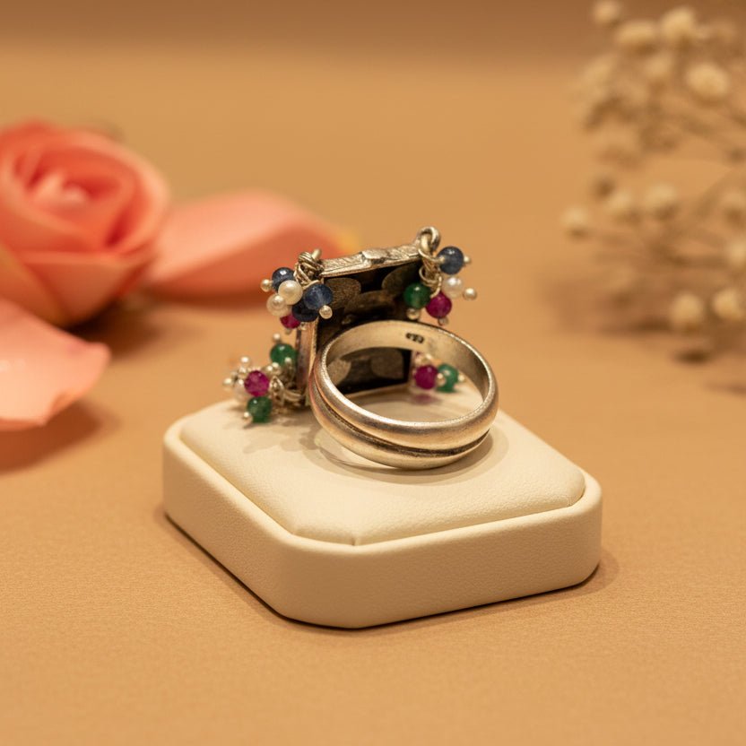 Neelam Jharna Ring - Zirak Silver