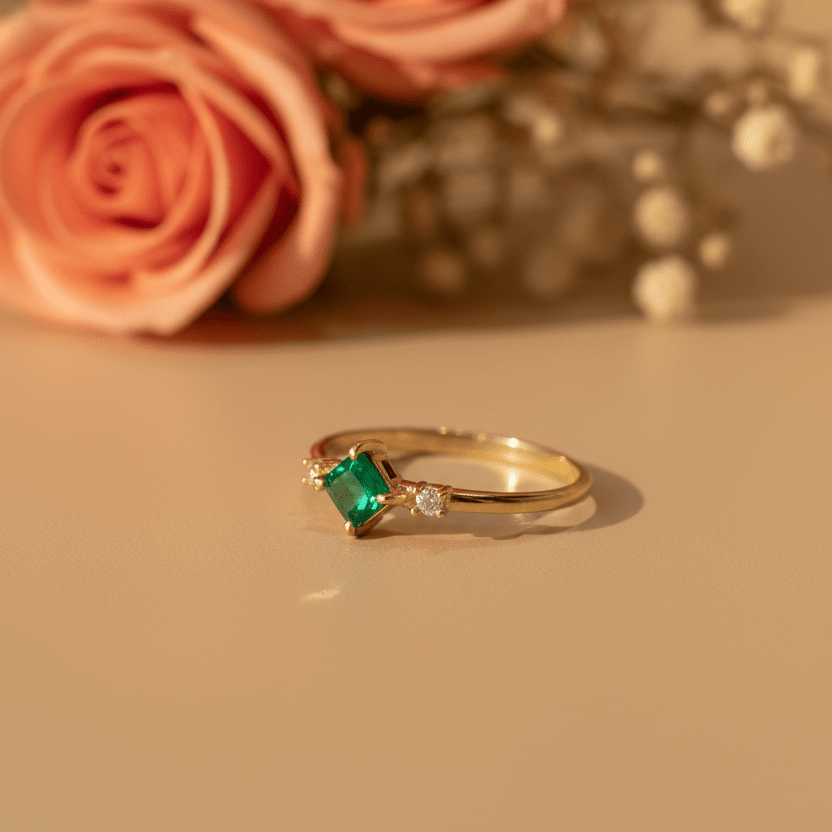 Panna Green Kite Ring - Zirak Silver