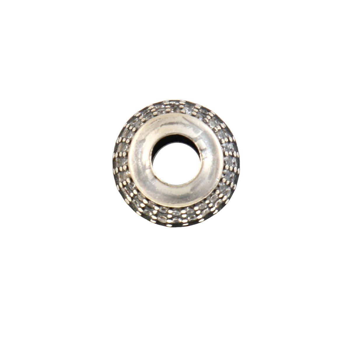Pavé CZ Sterling Silver Spacer Charm Bead - Zirak Silver