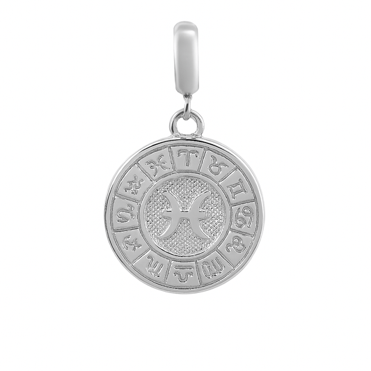 Pisces Zodiac Charm in Sterling Silver – Double - Sided Enamel Pendant - Zirak Silver