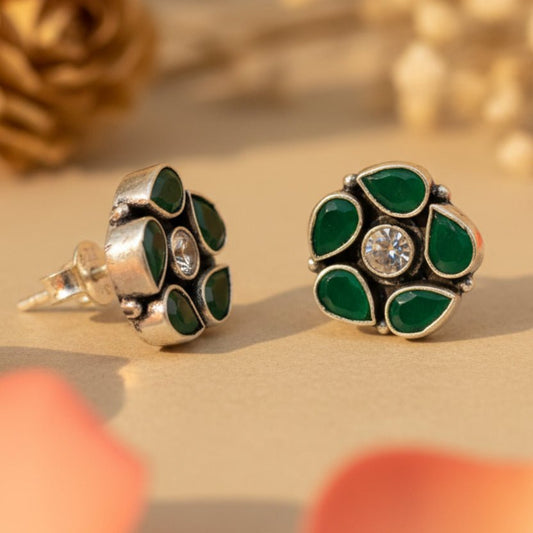 Pushp Stud Earrings - Zirak Silver