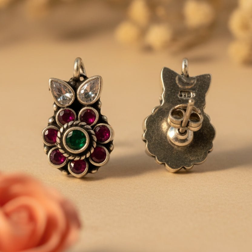 Pushpa Stud Earrings - Zirak Silver
