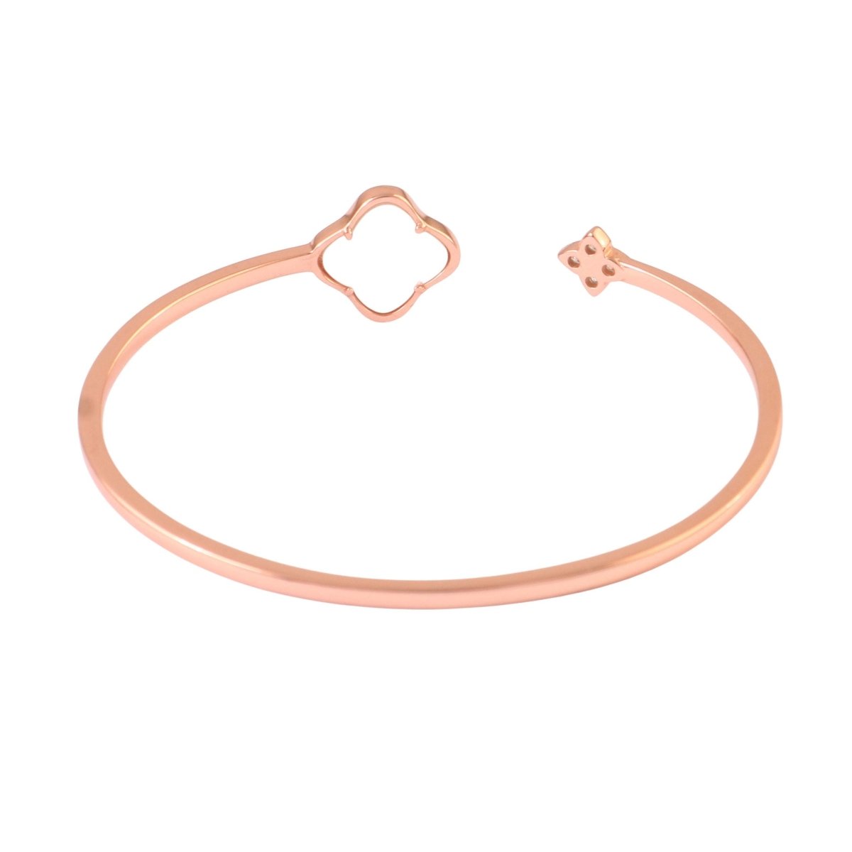 Rose Gold Clover Open Cuff Bracelet - Zirak Silver