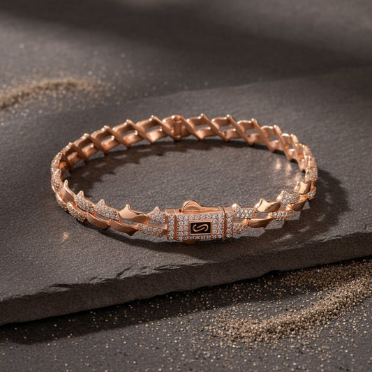 Rose Gold Plated CZ Link Bracelet in 925 Silver - Zirak Silver