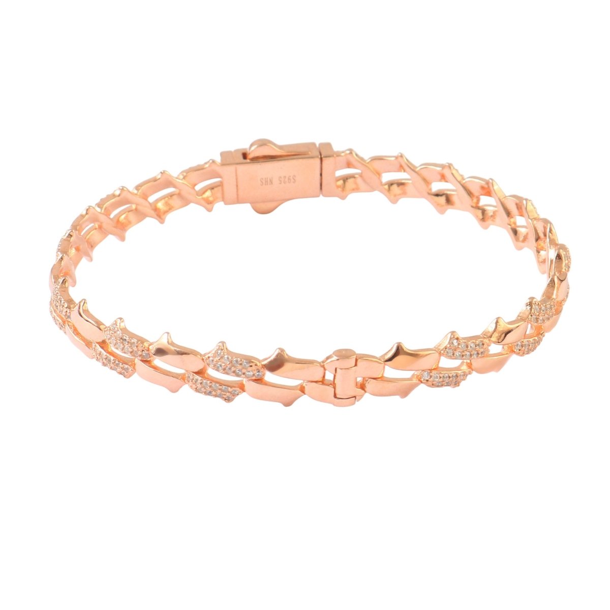 Rose Gold Plated CZ Link Bracelet in 925 Silver - Zirak Silver