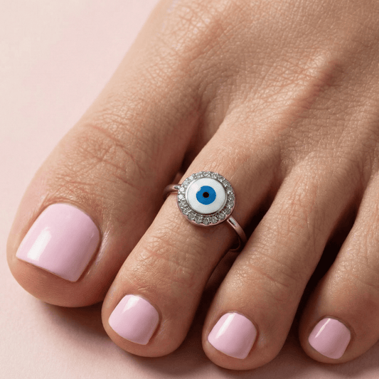 Round Evil Eye 925 Silver Toe Ring - Zirak Silver