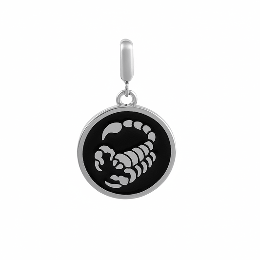 Scorpio Zodiac Charm in Sterling Silver – Dual - Sided Blue Enamel Pendant - Zirak Silver