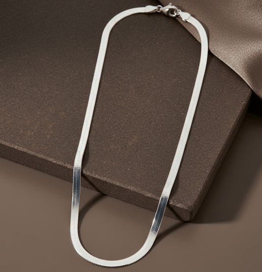 Sleek 925 Silver Herringbone Chain Necklace - Zirak Silver