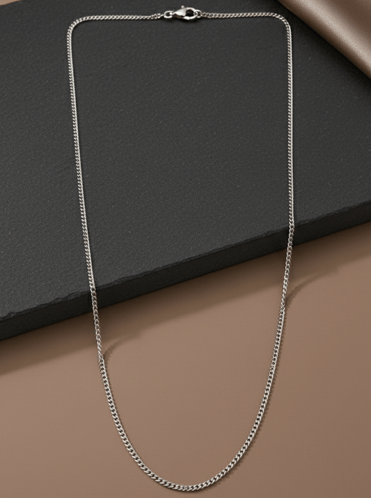 Sleek 925 Silver Mini Curb Chain Necklace - Zirak Silver