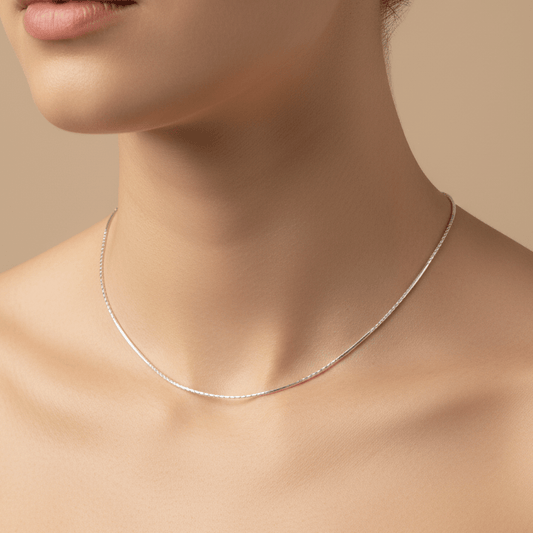 Sleek Box Silver Chain – Lightweight 925 Sterling Chain Necklace - Zirak Silver