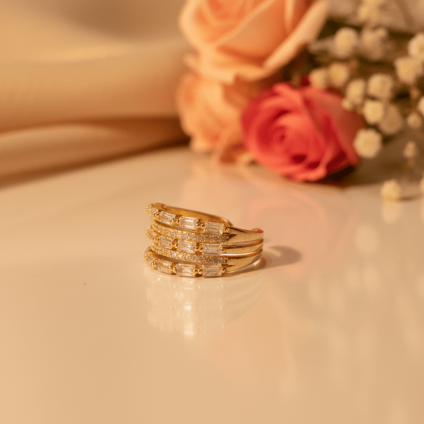 Sonam Multi - Row Baguette Ring - Zirak Silver