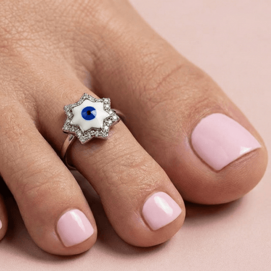 Star Evil Eye 925 Silver Toe Ring - Zirak Silver