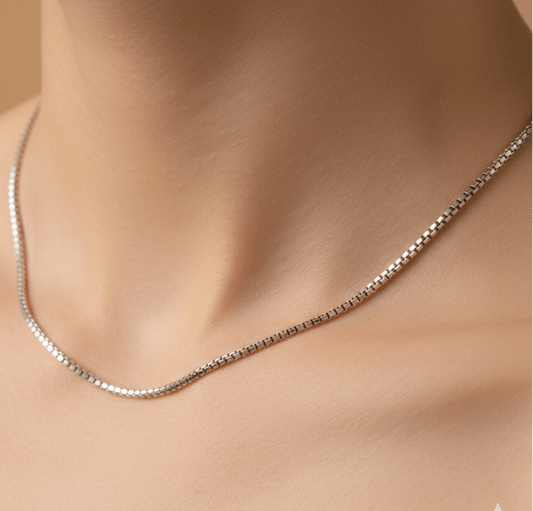 Sterling Silver Box Chain | 925 Silver Square Link Chain Necklace for Men & Women - Zirak Silver