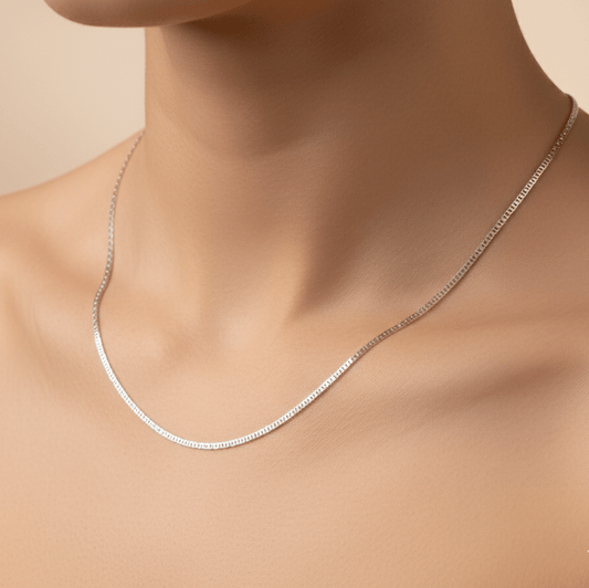 Sterling Silver Box Link Chain | 925 Silver Square Cut Necklace for Men & Women - Zirak Silver