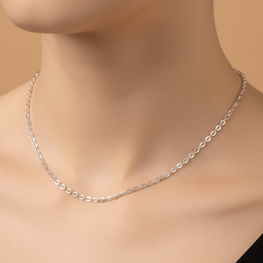 Sterling Silver Floral Cut Chain | 925 Silver Daisy Link Necklace for Women - Zirak Silver