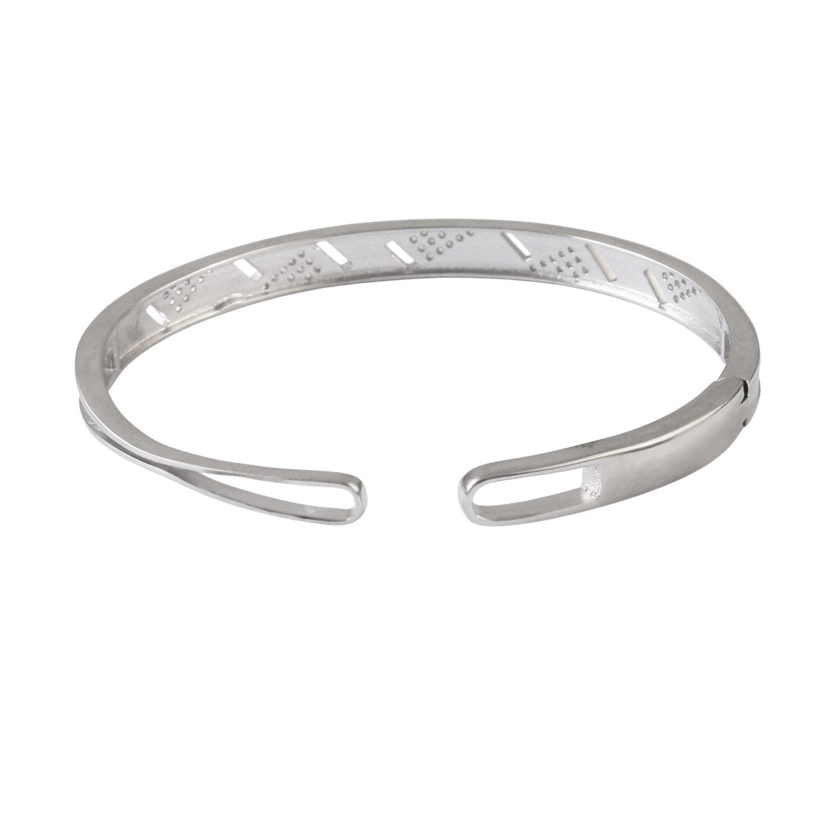 Sterling Silver Geometric Opal Inlay Cuff Bracelet - Zirak Silver