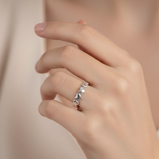 Sterling Silver Heart Band Ring for Women - Zirak Silver