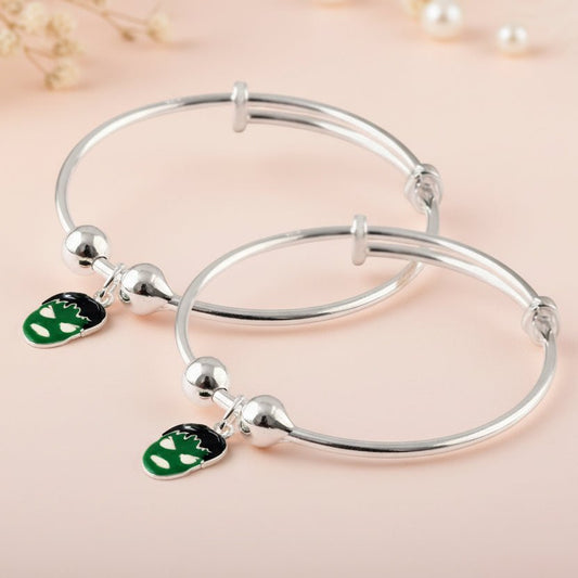 Sterling Silver Hulk Charm Bracelet Pair for Kids & Teens - Zirak Silver