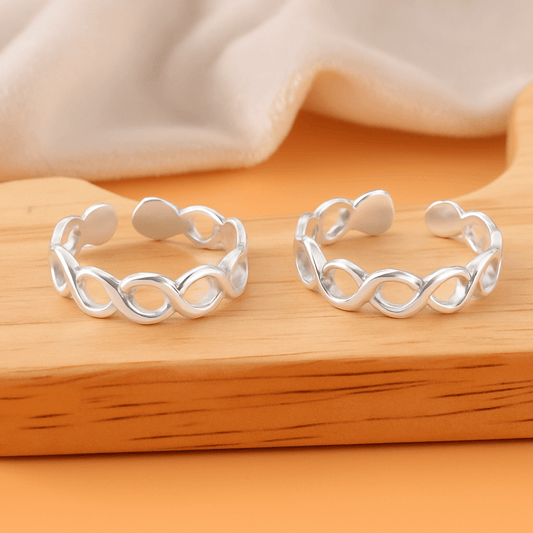 Sterling Silver Infinity Loop Toe Ring – Adjustable Open Band Jewelry - Zirak Silver