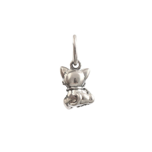 Sterling Silver Kitten Charm with Fish Dangle | Cute Cat Bead Charm for Bracelets - Zirak Silver