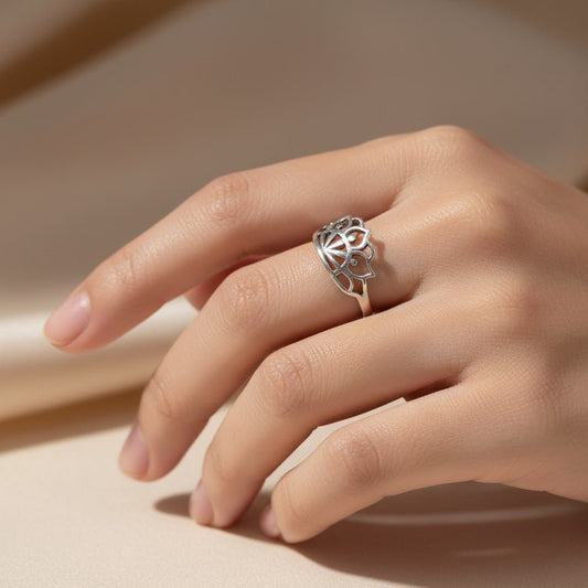 Sterling Silver Lotus Blossom Ring - Zirak Silver