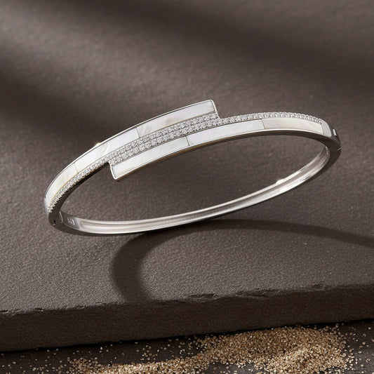 Sterling Silver Mother of Pearl Inlay Bracelet - Zirak Silver