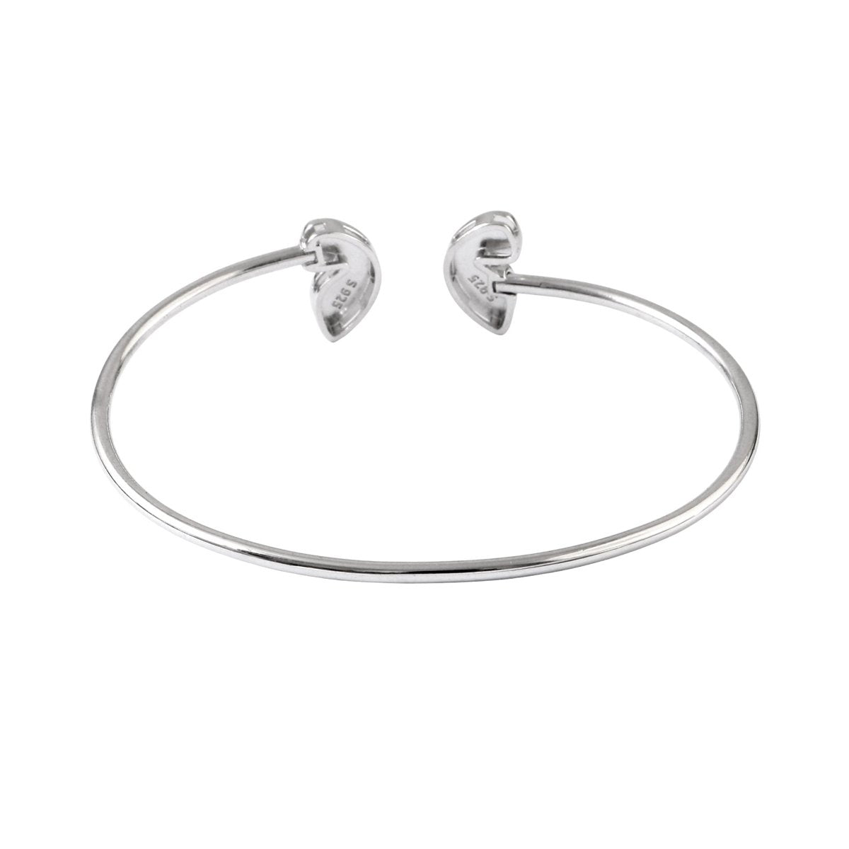 Sterling Silver Open Cuff White Enamel Petal Bracelet - Zirak Silver