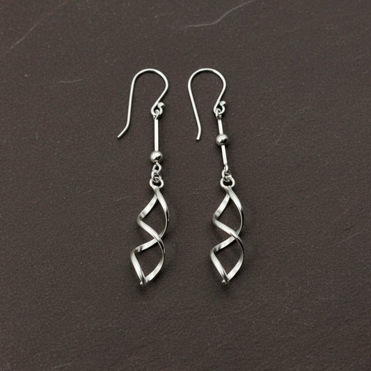 Sterling Silver Spiral Dangle Earrings - Zirak Silver