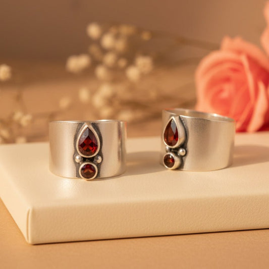 Surya Orange Bichiya Pair - Zirak Silver