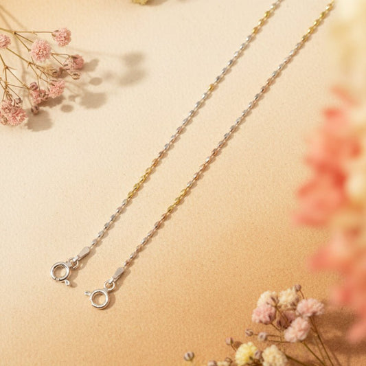 Tara Tricolor Anklet - Zirak Silver