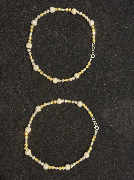 Triveni Bead Anklet - Zirak Silver