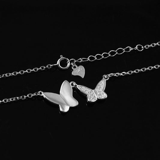 Twin Butterfly Charm Necklace - Zirak Silver