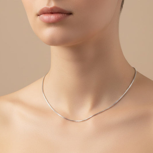 Chahat Chain – Rhodium Plated Box Silver Chain