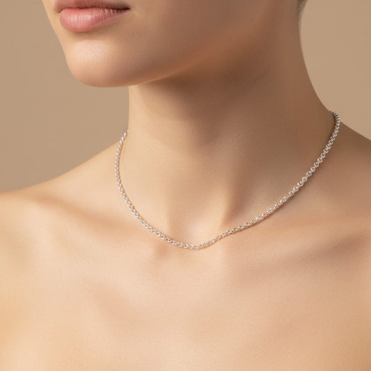 Classic Rolo Link Silver Chain – 925 Sterling Round Link Necklace