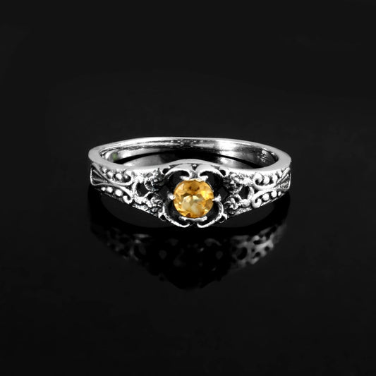 Vintage Citrine Filigree Ring - Zirak Silver