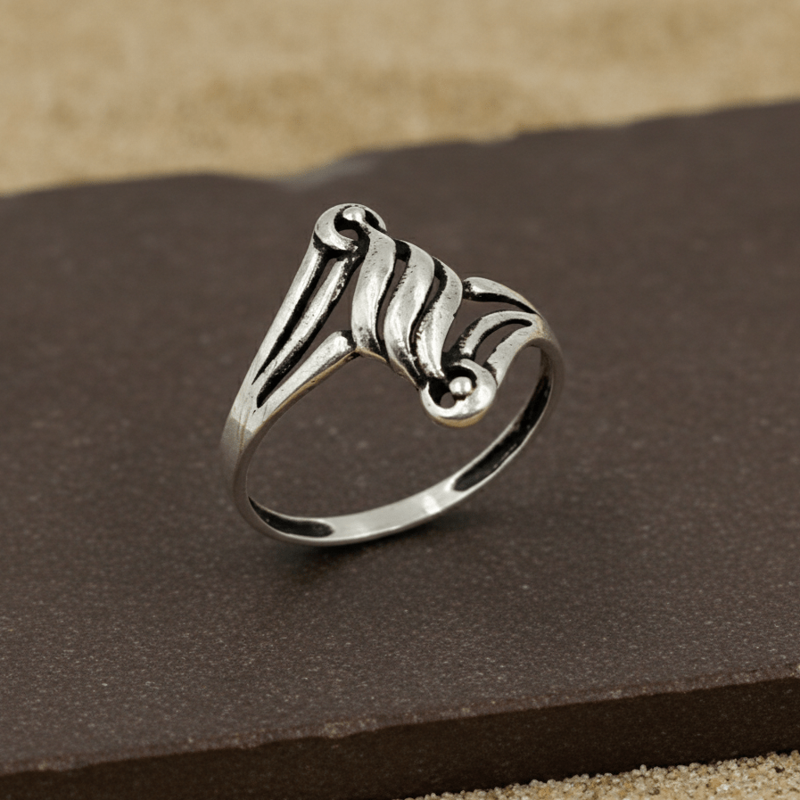 Vintage Swirl Oxidized Silver Statement Ring - Zirak Silver