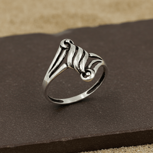 Vintage Swirl Oxidized Silver Statement Ring - Zirak Silver