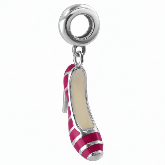 Yellow Enamel High Heel Shoe Charm in Sterling Silver - Zirak Silver