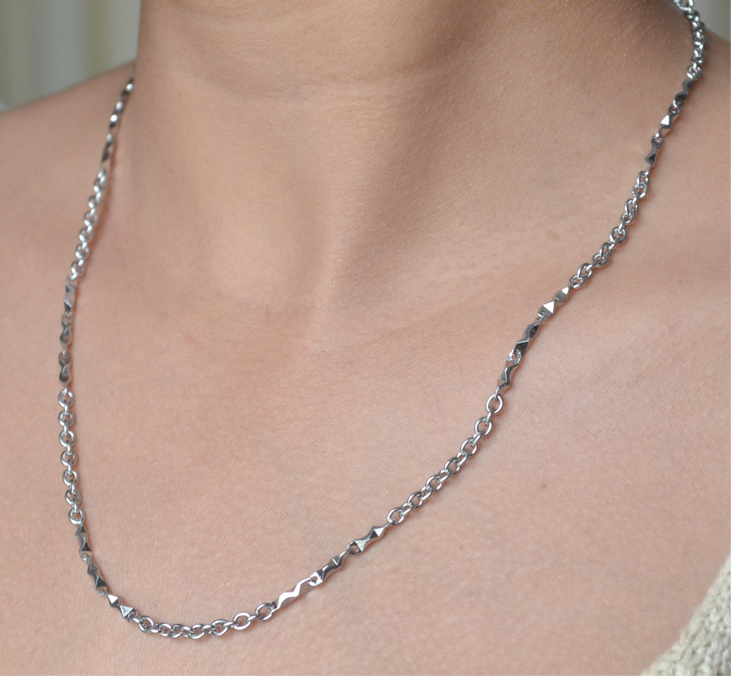 Ibaad Chain – Rhodium Plated Cable Silver Chain
