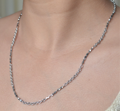 Ibaad Chain – Rhodium Plated Cable Silver Chain