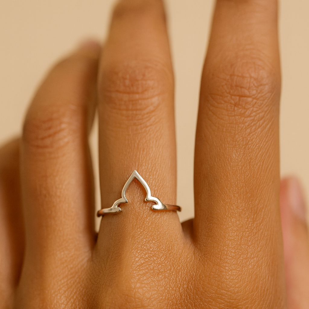 Minimalist Silver Lotus Petal Ring