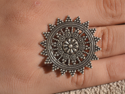 Floral Sunburst Garnet Ring