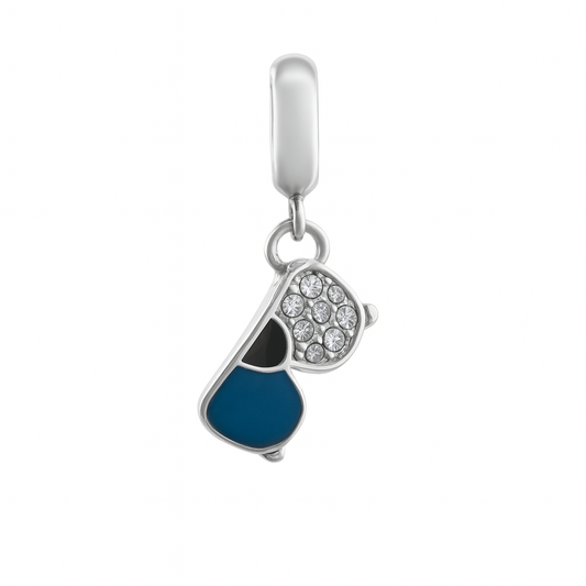 Sterling Silver Sunglasses Charm – Blue & Black Enamel with Crystal Accents