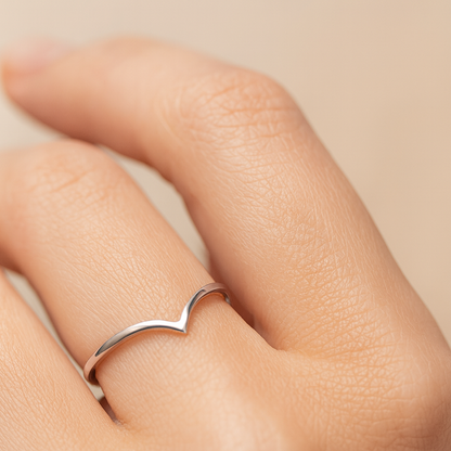 Minimalist V-Shape Sterling Silver Ring