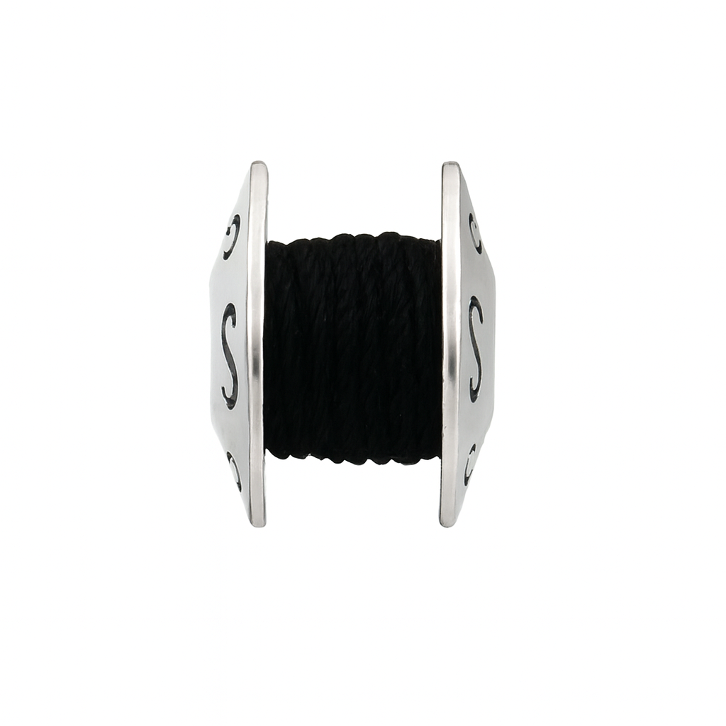 925 Silver Thread Charm with S Motif – Minimalist Barrel Bead for Bracelets or Necklaces