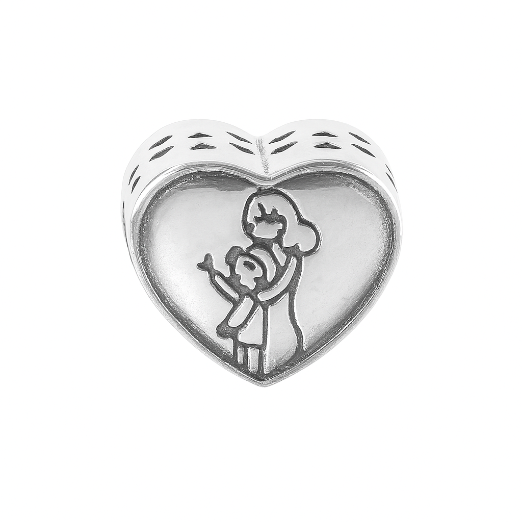 Sterling Silver Best Mom Heart Charm – Mother Daughter Love Bead